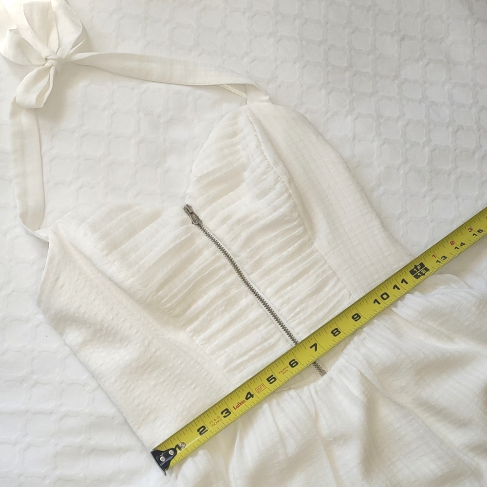 Off White Halter Mini Sundress - Picture 3 of 11